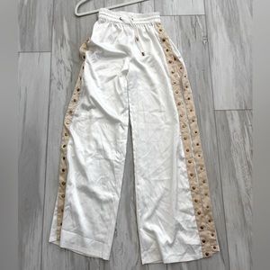 MESHKI Taya Luxe Popper Snap/Popper Track Pants White/Nude XS